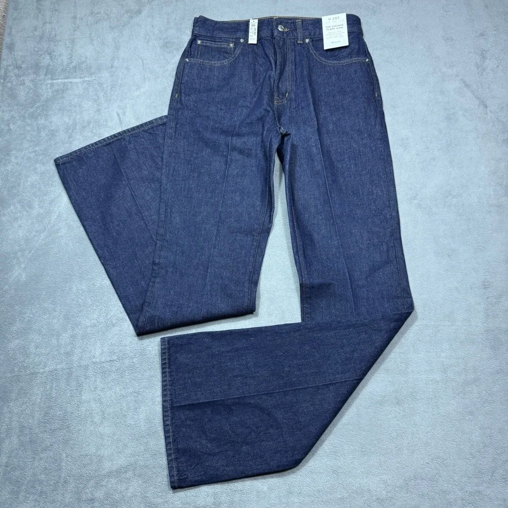 Madewell High-Rise Wide-Leg Jeans in Deep Indigo Blue - Picture 1 of 8